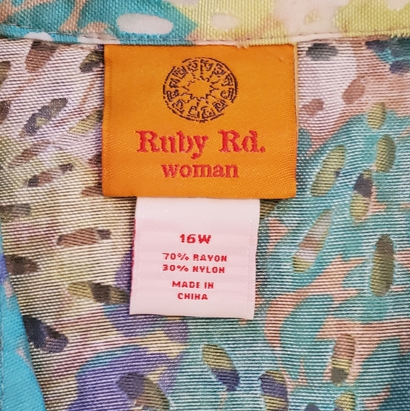 Ruby Road Lightweight Semi Sheer Jacket Size 16W Blues/ Lime Green/White - Picture 7 of 9